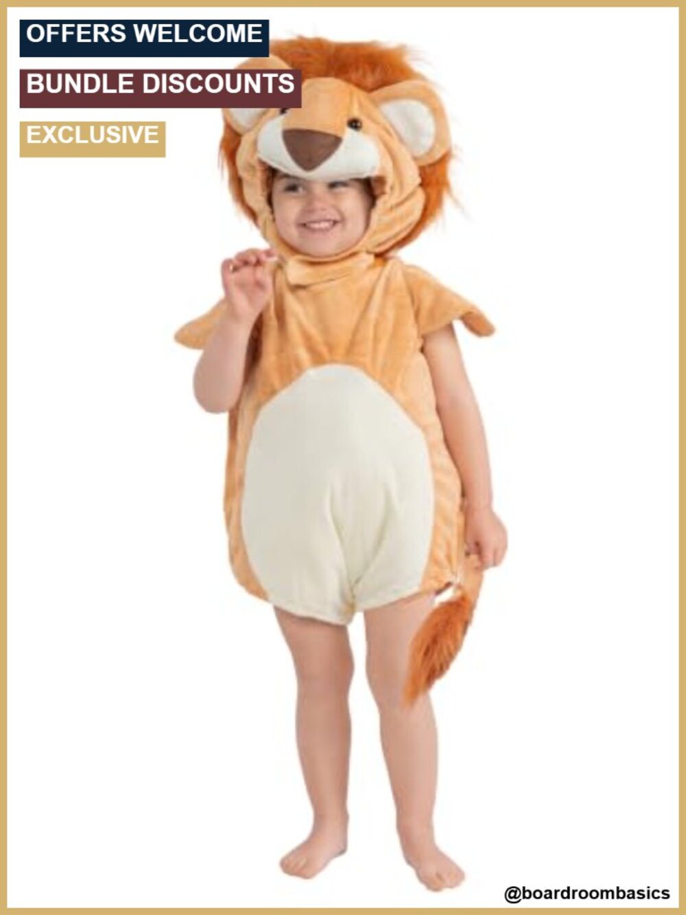 Toddler Lion Costume Romper Hood Jumpsuit Halloween Animal Dress Up